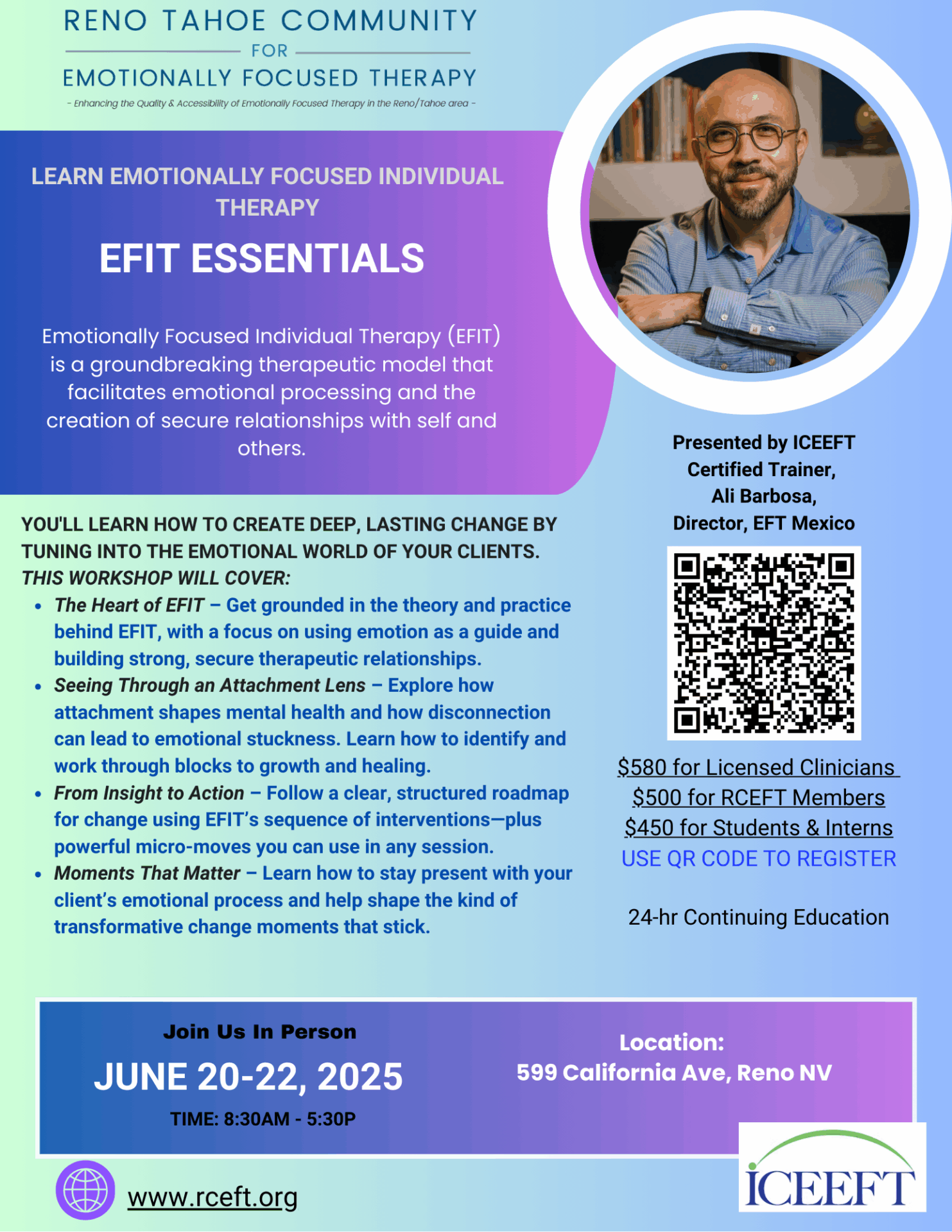 2025 EFIT Essentials Flyer w QR CODE, final EFIT Training in Reno NV, June 20-22, 2025